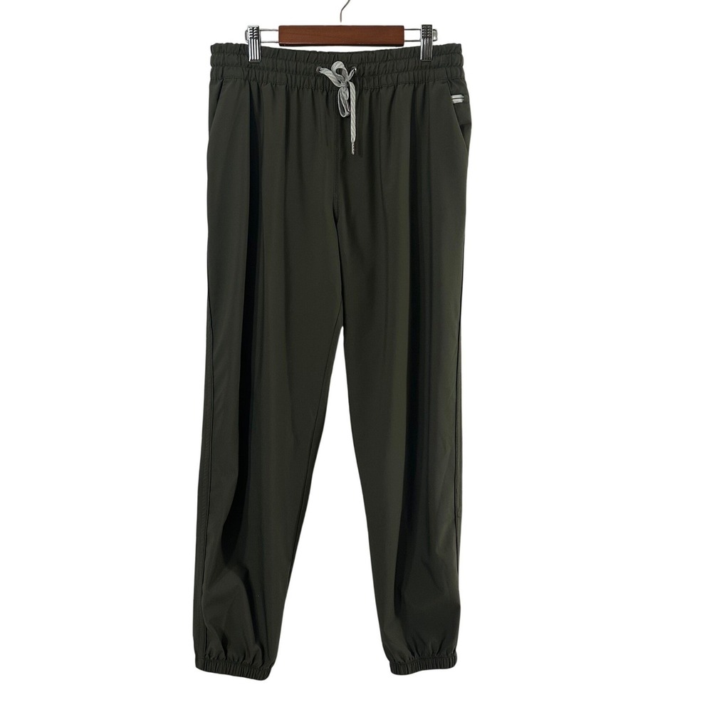 Vuori Women Army Green Performance Jogger Pants Elastic Waist Pockets Size M
